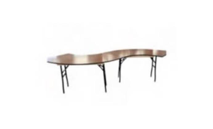 Curved Table with tablecloth