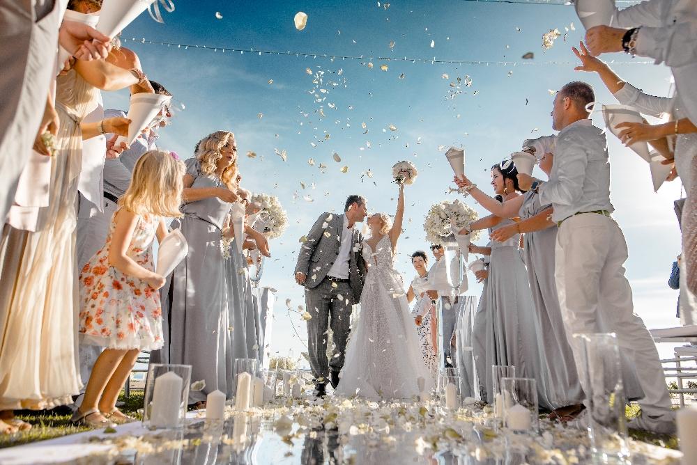 молодожены и гости